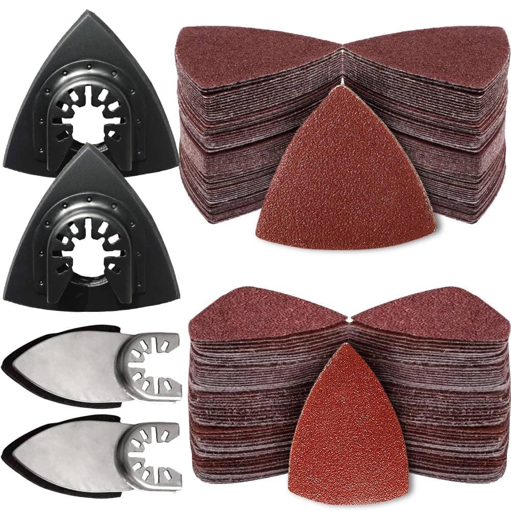 104Pcs Oscillating Tool Detail Sanding Pads Kit, 2Pcs Triangle Sanding Pads a...
