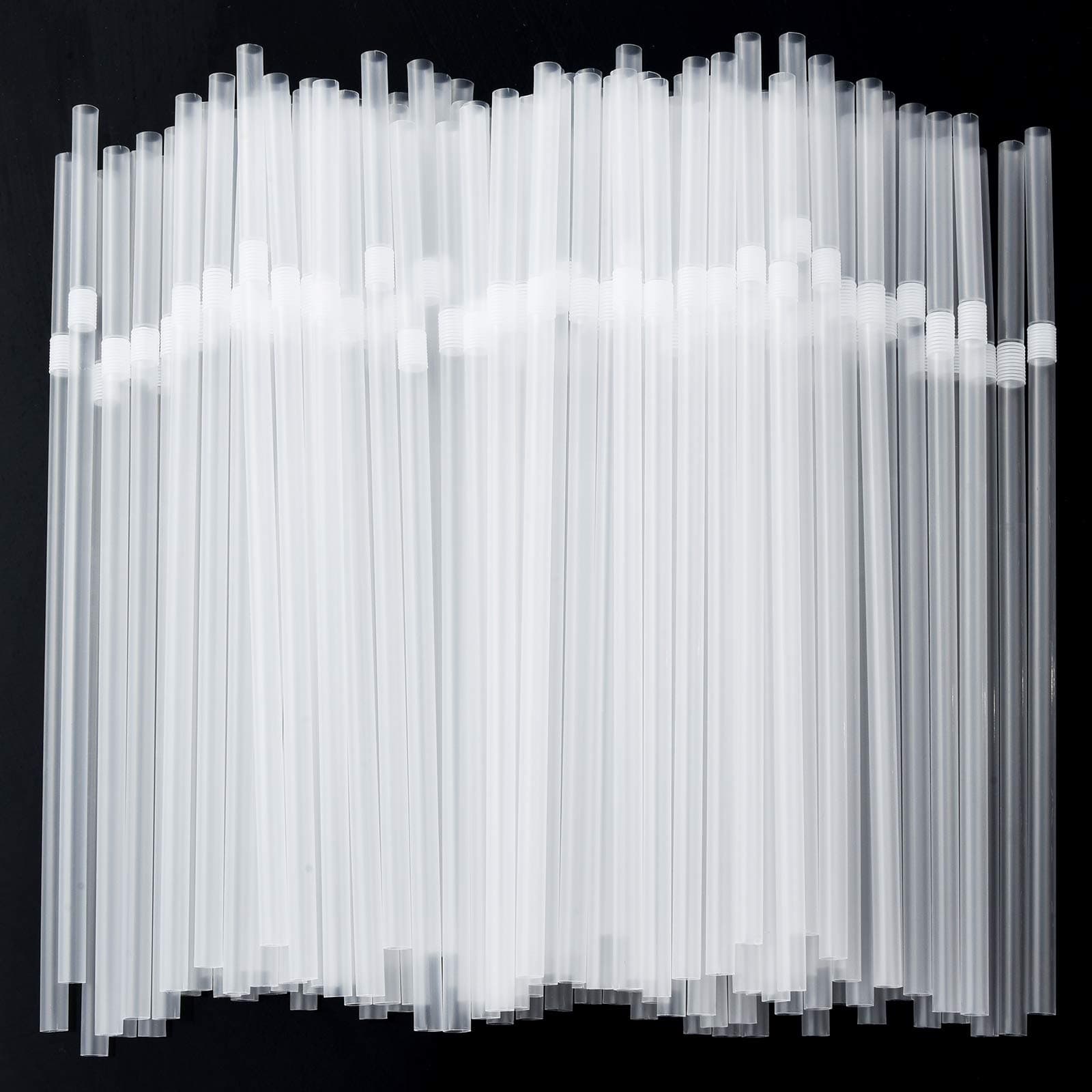 200-Pack Clear Disposable Plastic Flexible Straws, 0.23" x 7.75" Bendy Drinking Straws