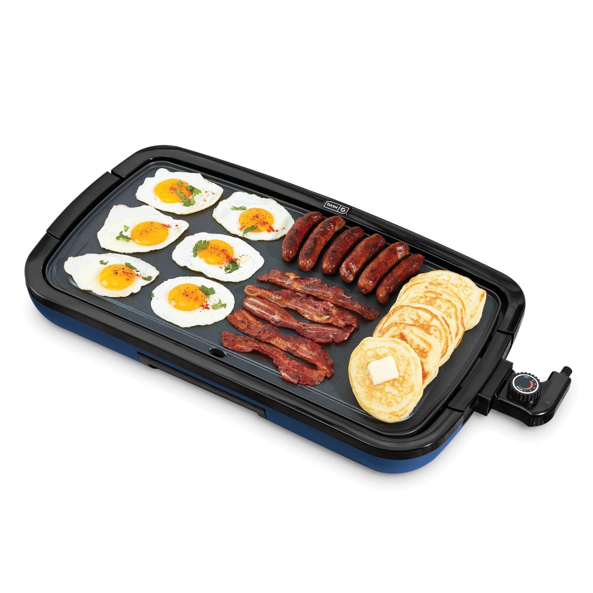 Deluxe Everyday Griddle - Electric Griddle with Removable Plate - Nonstick, Easy-Clean Surface & Anti-Slip Base - Recipe Book Included - Navy