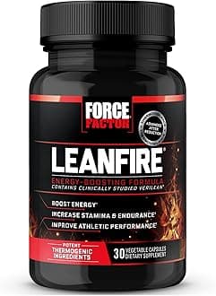 Force Factor LeanFire Pre Workout Energy Pills with Green Tea Extract and Caffeine to Increase Energy, Build Lean Muscle, Black, 30 Count (Pack of 1), Package May Vary
