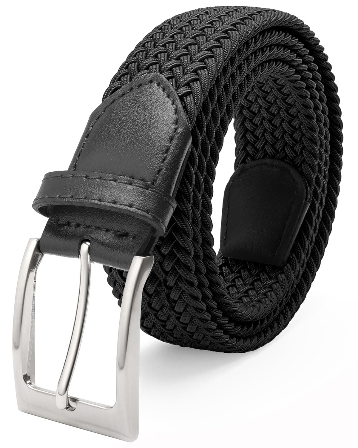 Fairwin Braided Elasticated Belts Stretch for Mens Casual Elastic Canvas Stretchy Woven Belt for Jeans Golf Shorts Men Women