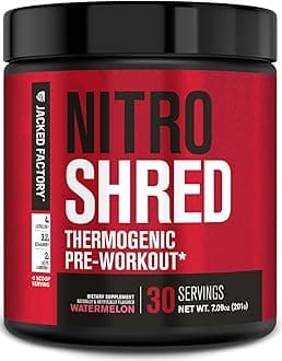 NITROSURGE Shred Pre Workout Supplement - Energy Booster, Instant Strength Gains, Sharp Focus, Powerful Pumps - Nitric Oxide Booster & PreWorkout Powder - 30Sv, Watermelon