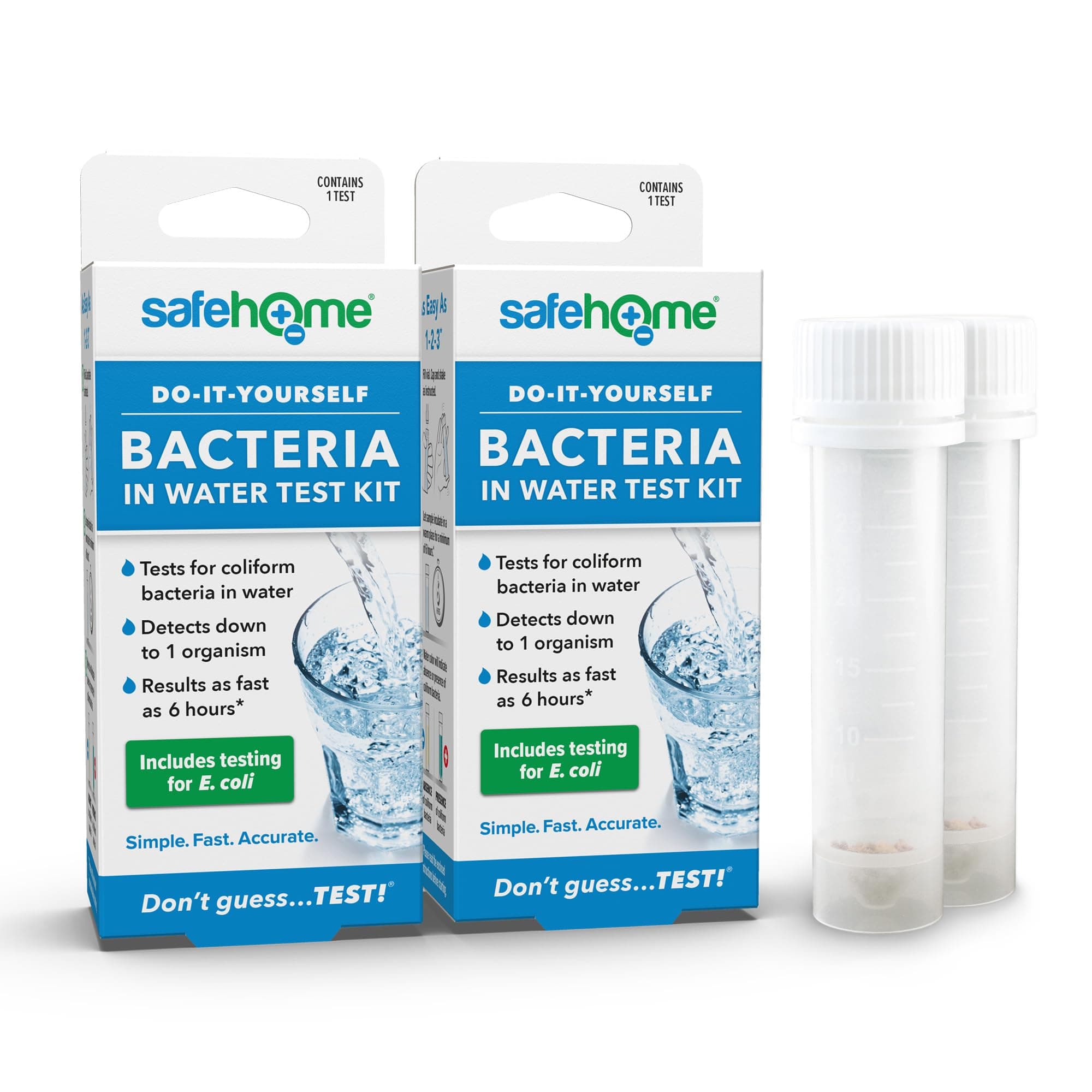 Safe Home® BACTERIA in Water Test Kit – Detects 50 Different Species of Coliform Bacteria as Fast as 24-Hours – Detection Level to 1 Organism – (2 Pack)