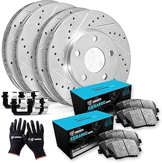 R1 Concepts Front Rear Brakes and Rotors Kit |Front Rear Brake Pads| Brake Rotors and Pads| Ceramic Brake Pads and Rotors |Hardware Kit|fits 1994-1996 Nissan 240SX