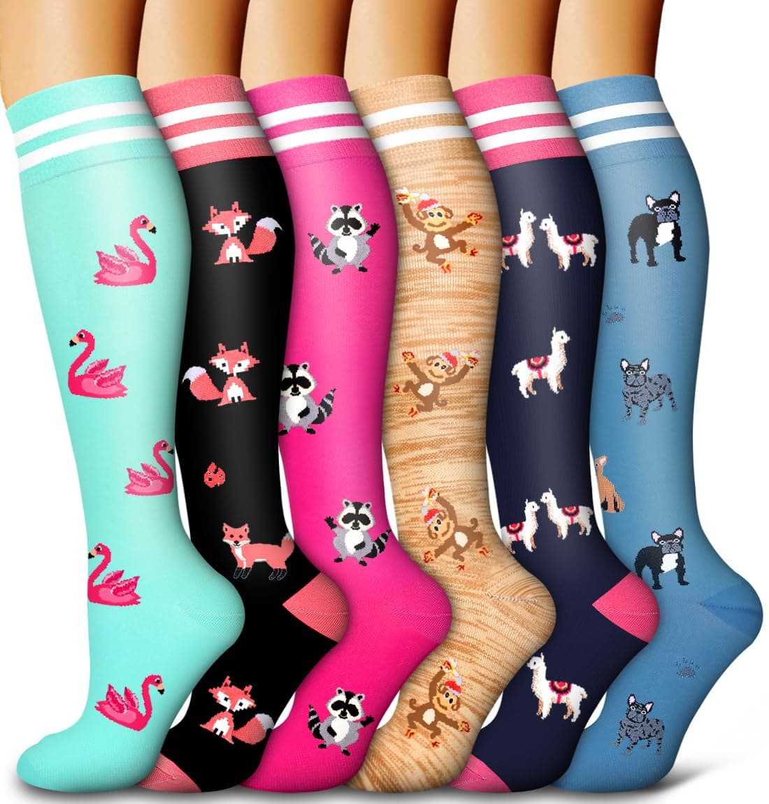 Bluemaple 6 Pack Copper Compression Socks for Women and Men Circulation-Best Support for Medical, Running,Nursing,Athletic