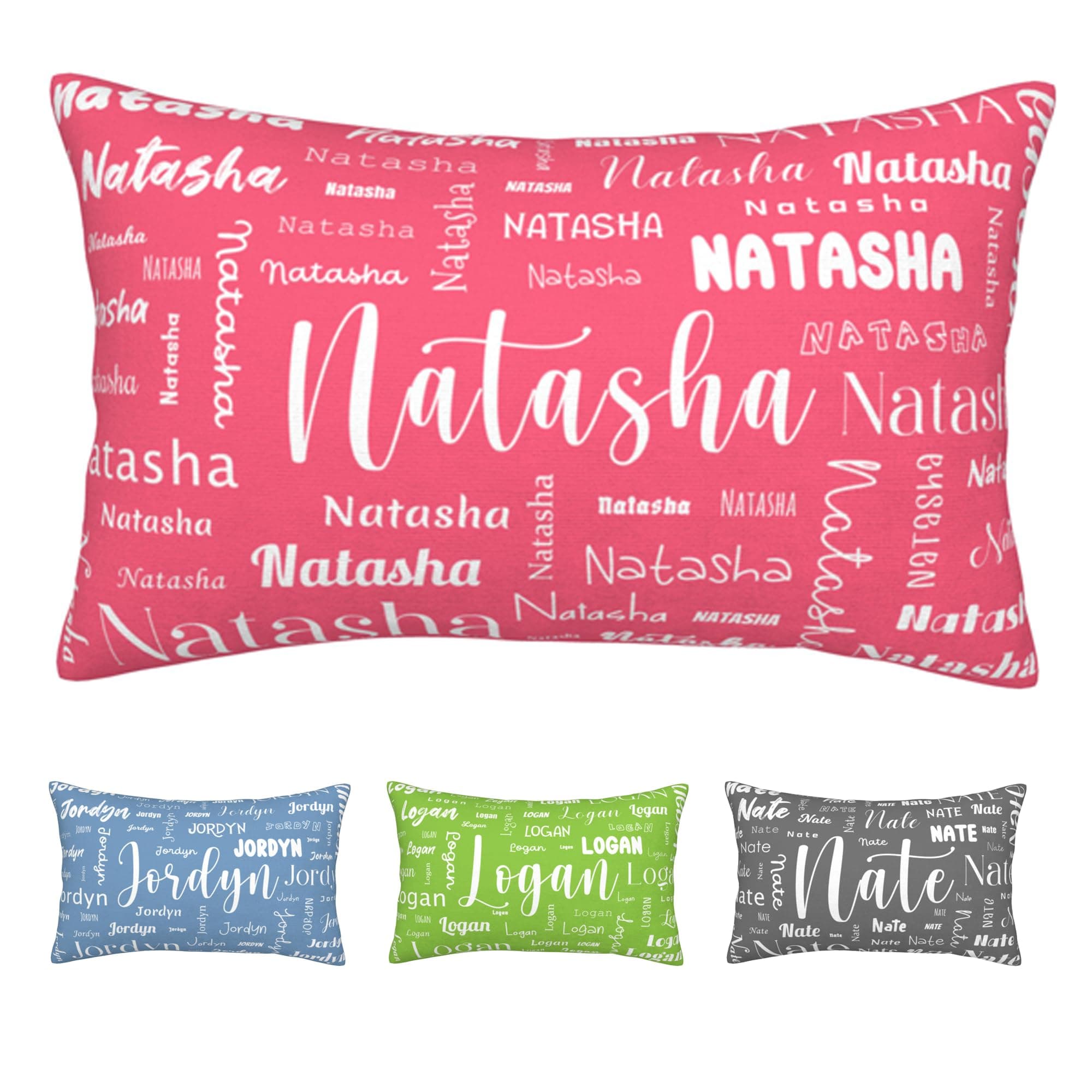 Personalized Add Your Name Pillowcase, Custom Lumbar Pillow Cover with Name, Plush Standard Pillowcase 20" x 30", Custom Gifts Pillow Cover for Christmas Naptime Bed Couch