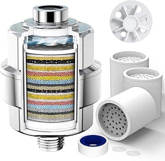 SR SUN RISE 20-Stage Shower Filter-Shower Head Filter for Hard Water, with 3 Replaceable Cartridges, High Output Shower Water Filter for Removing Chlorine and fluoride, Polished Chrome