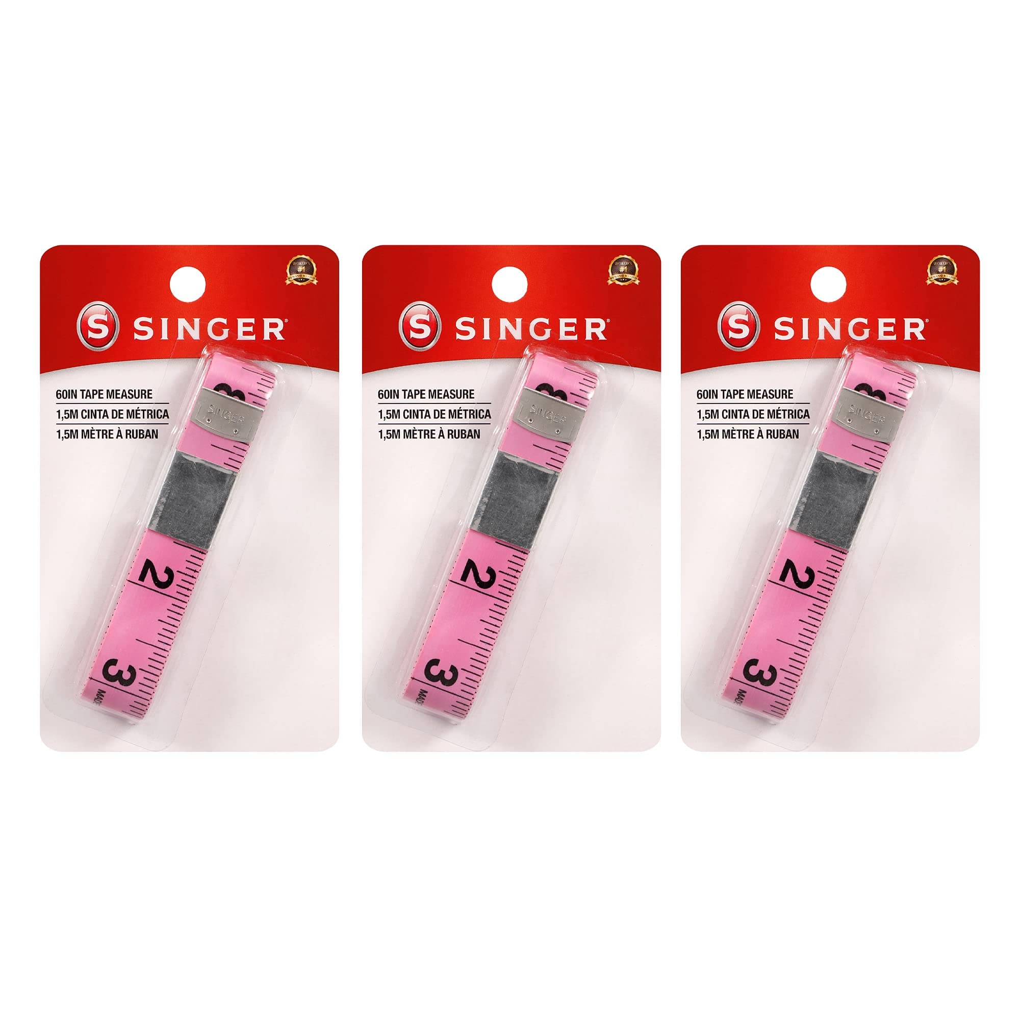 3-Pack Tape Measure, Pink