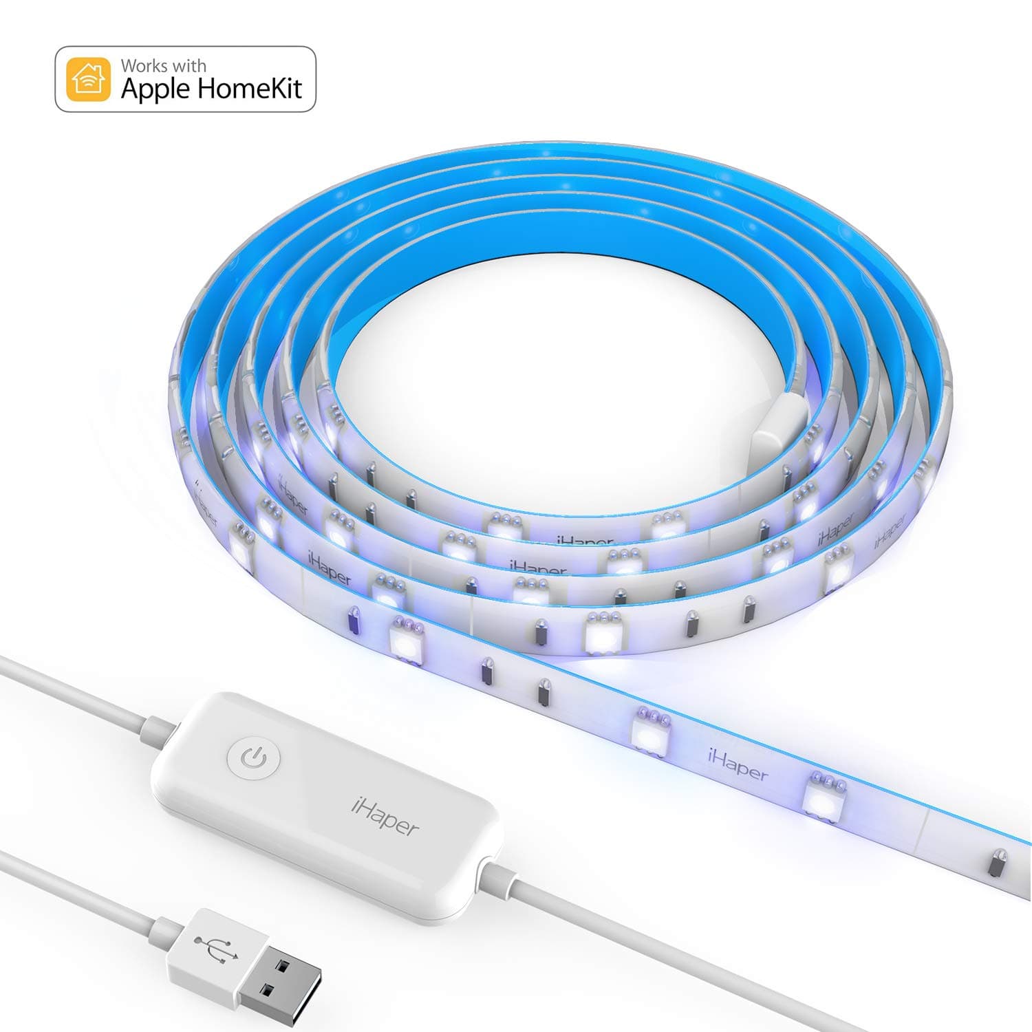LED Light Strip, iHaper Smart WiFi LED Light Strip(6.6ft / 2m), Dimmable, Color Changing, Remote Control Support Siri,Apple Homekit On 2.4 GHz Network [Energy Class A+]