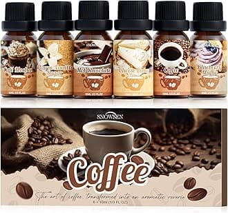 Coffee Fragrance Oil Set, Premium Essential Oils for Diffusers for Home, Blueberry Muffin, Café Mocha, Hot Chocolate, Coffee and More, Candle Scents for Candle Making, DIY Soaps, Aromatherapy