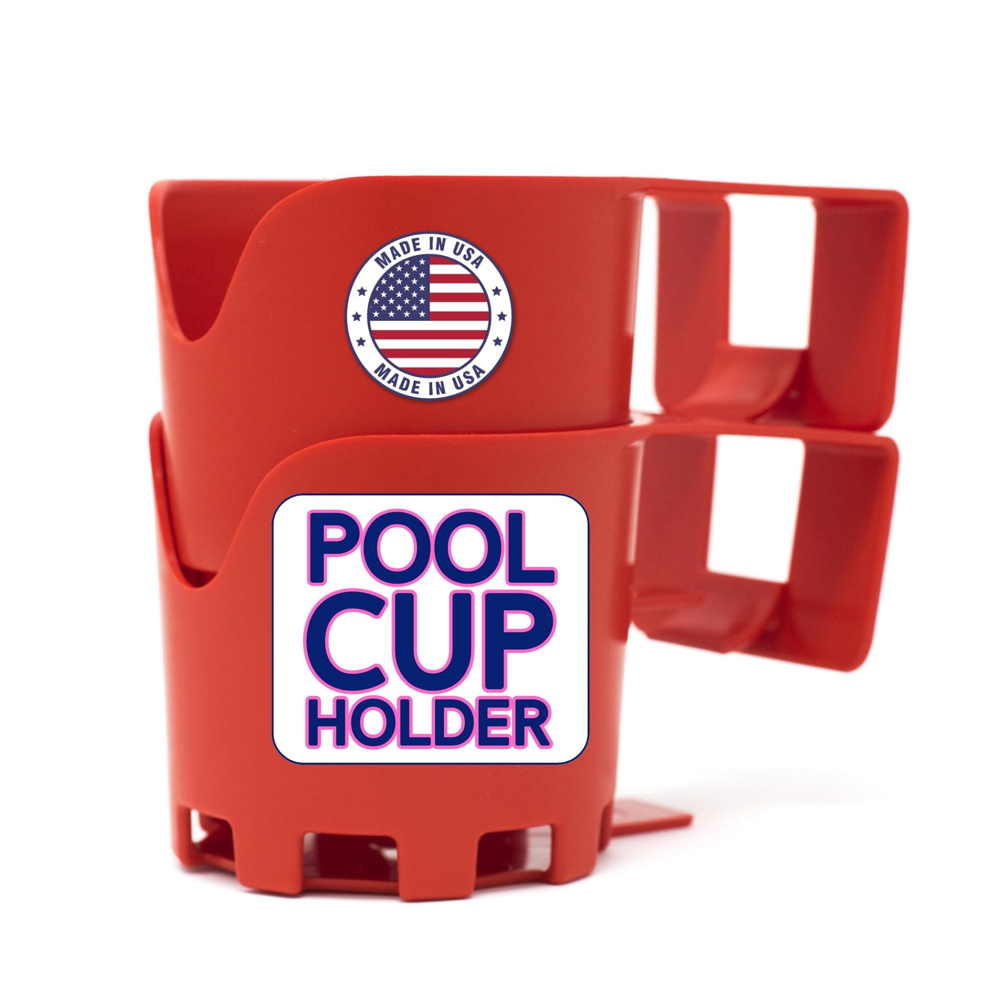 Red Poolside Cup Holder for Above Ground Pools – Clip-On Above Ground Pool Drink Holder – Pool Cup Holder for Drinks, Beer, & Accessories by Storage Theory - 2 Pack