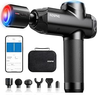 RENPHO Massage Gun Deep Tissue with Heat and Cold, Percussion Muscle Massage Gun Bluetooth with 12mm Amplitude, Handheld Massager Gun, Power+ Thermacool