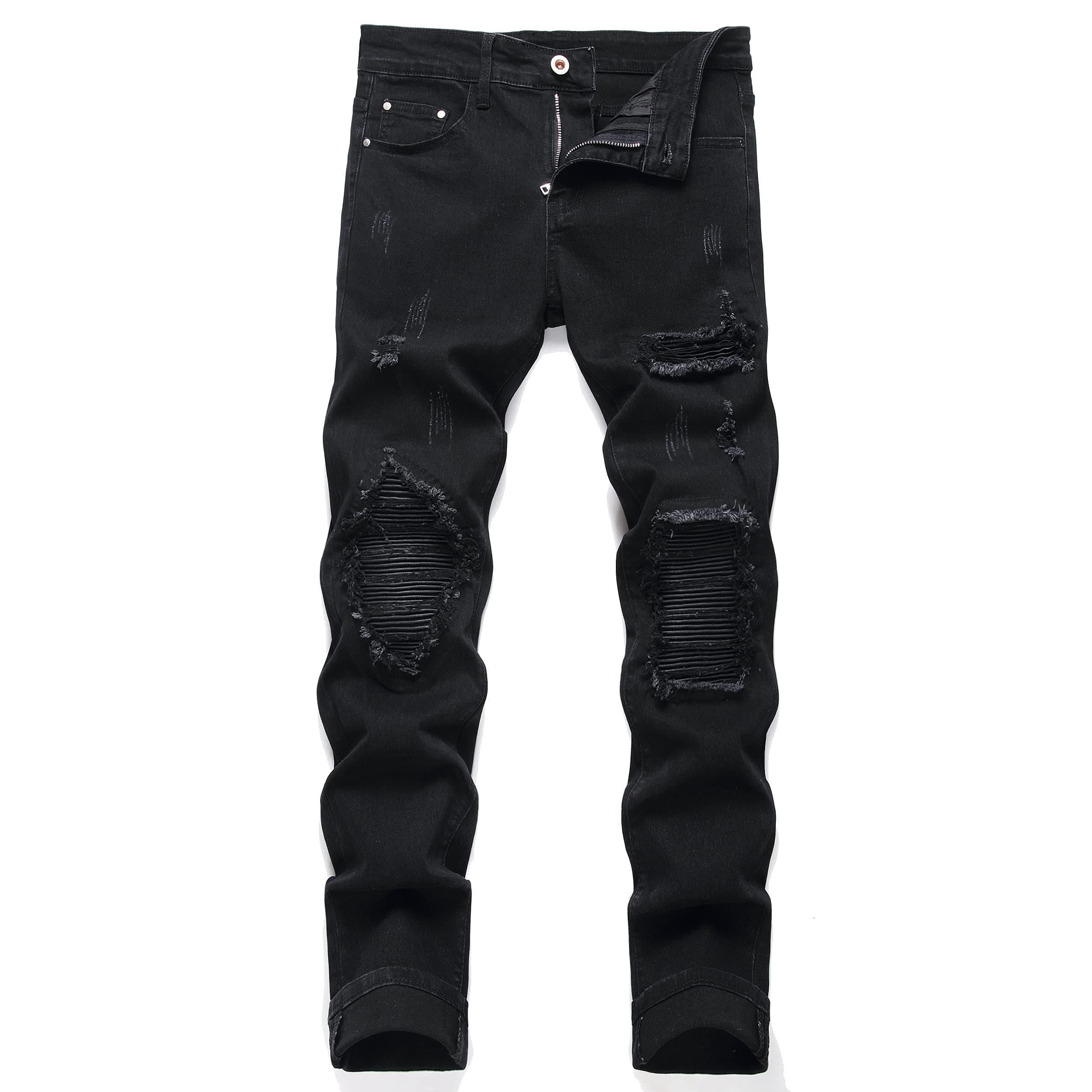 Men's Patch Ripped Stretch Regular Fit Jean