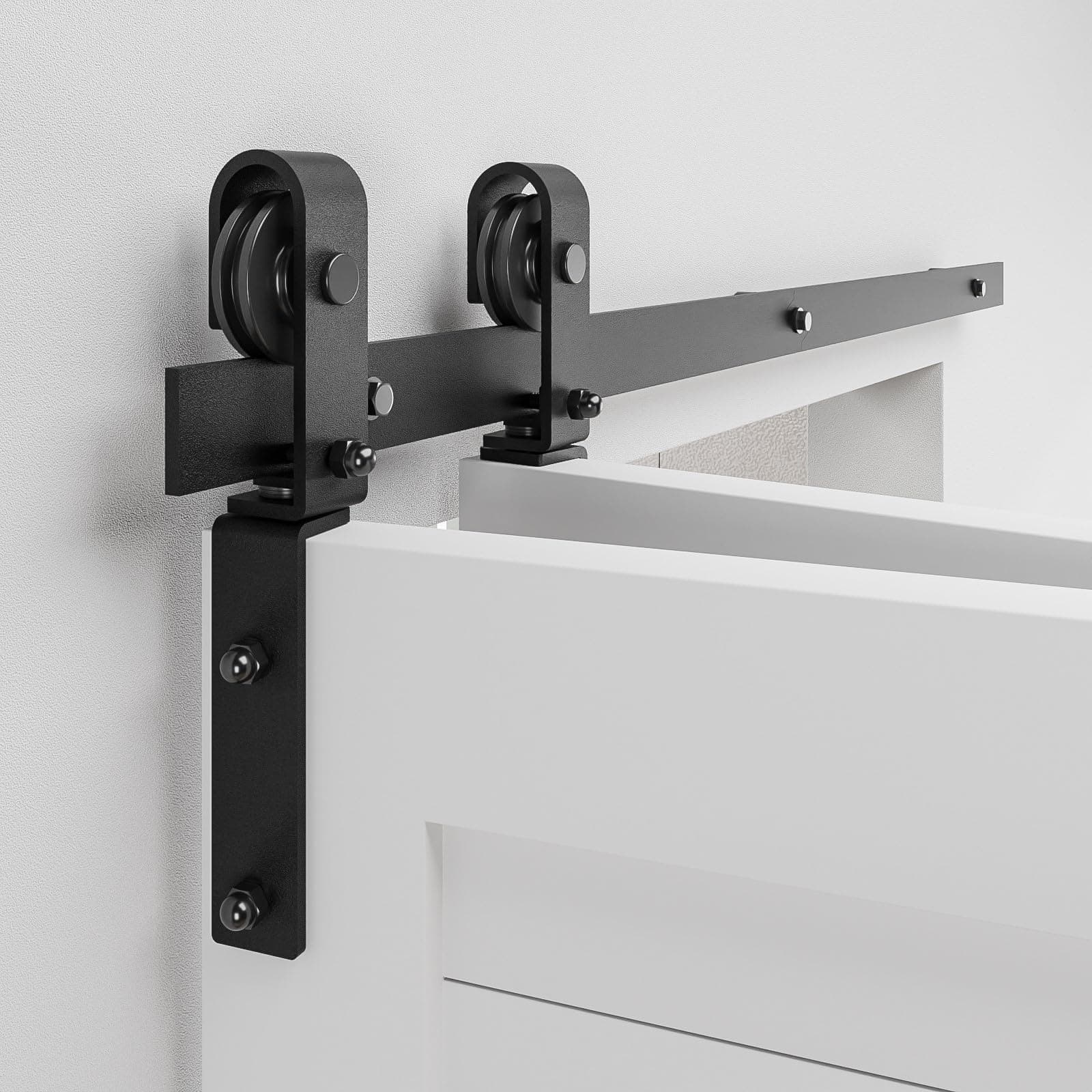 48" Bi-Folding Sliding Barn Door Hardware Track Kit,Smoothly&Quietly,Side Mounted Black Roller,Easy Install,Door Not Included [Fit Double 22" Bifold Doors]