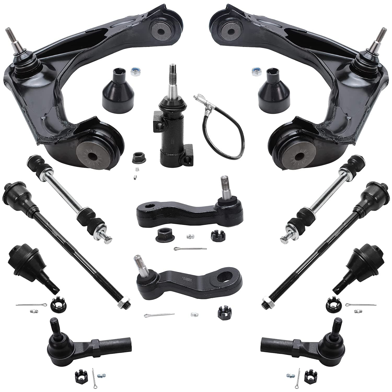 Detroit Axle - Front End 13pc Suspension Kit for Chevy Silverado GMC Sierra 2500 3500 HD 2500hd 3500hd 2 Control Arms 2 Ball Joints 2 Sway Bars 4 Tie Rods 1 Pitman 1 Idler Arm 1 Idler Bracket
