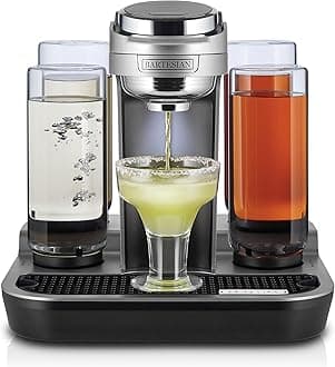 Bartesian Professional Cocktail Machine and Margarita Maker - High Capacity Bar Cocktail Mixer with 5 Premium Glass Bottles for Parties and Entertaining - Push-Button Technology and Easy Clean Design