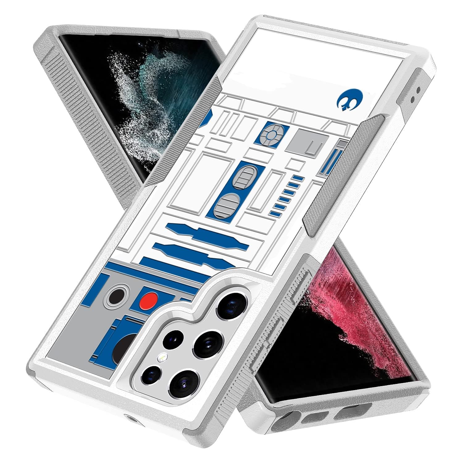 Candykisscase Case for Galaxy S21 Ultra, Robot Pattern Shock-Absorption Hard PC and Inner Silicone Hybrid Dual Layer Armor Defender Case for Samsung Galaxy S21 Ultra 6.8 inch