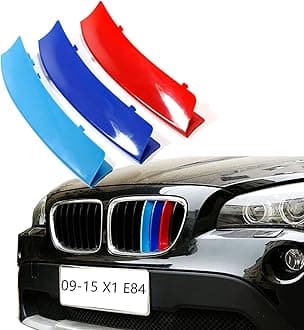 Lanyun Compatible with bmw X1 E84 2009-2015 accessories Color Grill Stripes Trims with 7 Beam Kidney Grille