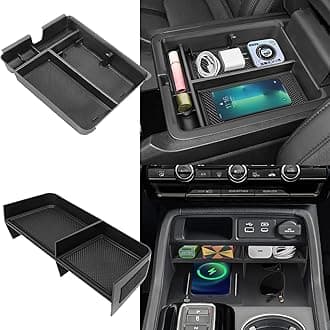 Neepiar 2PCS Center Console Organizer Compatible with 2023 2024 2025 Honda Pilot/ 2026 Honda Passport Armrest Tray Insert Divider Slot Box Secondary ABS Plastic Material Interior Accessories