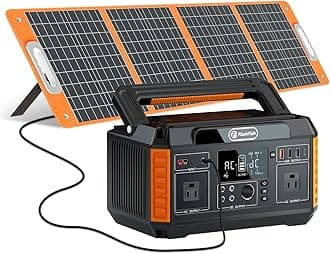 Flashfish P60 520Wh Portable Power Station 560W Ac, 1100W Peak, with 4 DC, USB-A & USB-CPorts + TSP100 100W High-Efficiency Monocrystalline Solar Panel, Backup Power for Camping, Rv,Travel & Off-Grid
