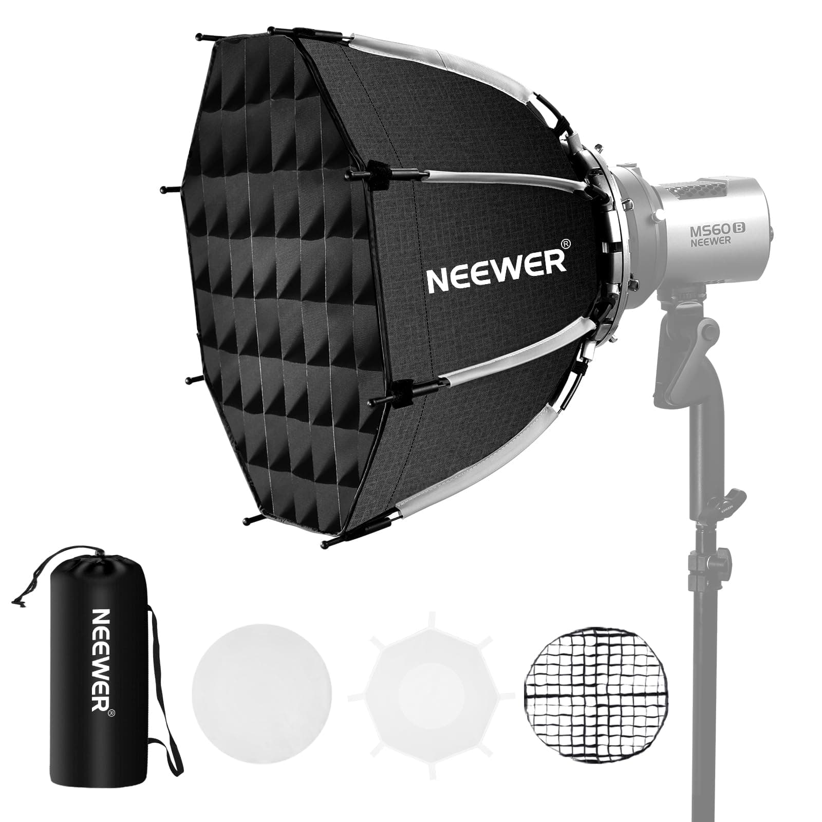 NEEWER 17.7"/45cm Octagonal Softbox Bowens Mount, Quick Folding Quick Set Up ...