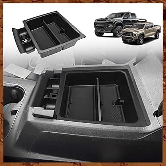 Center Console Organizer Compatible with 2023-2025 2026 Chevy Colorado/GMC Canyon Accessories, Interior Storage Box Coin Container Armrest Secondary Tray Fit with OEM Tray (Black)
