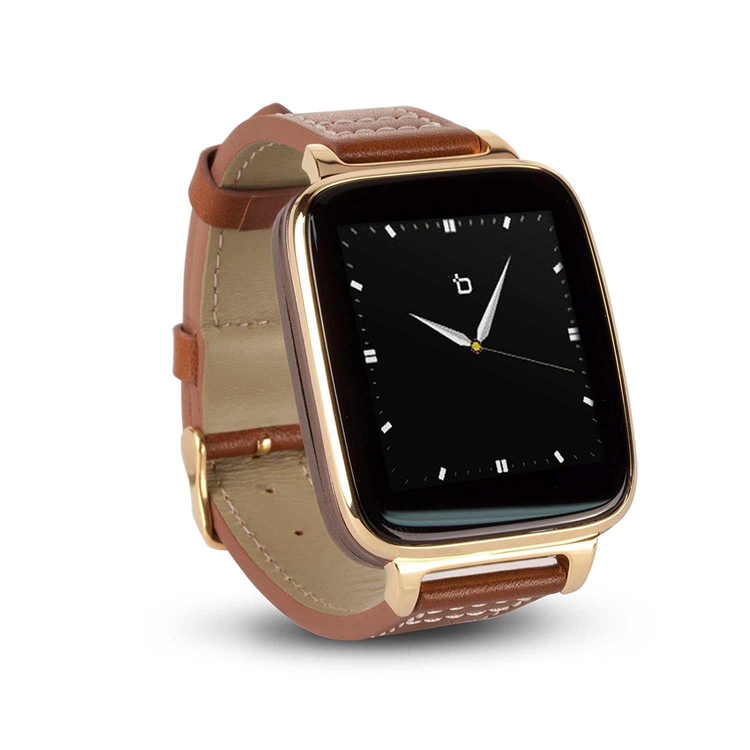 Gold Engage Plus Smartwatch for iOS and Android with 8GB of Music Storage and Leather Strap