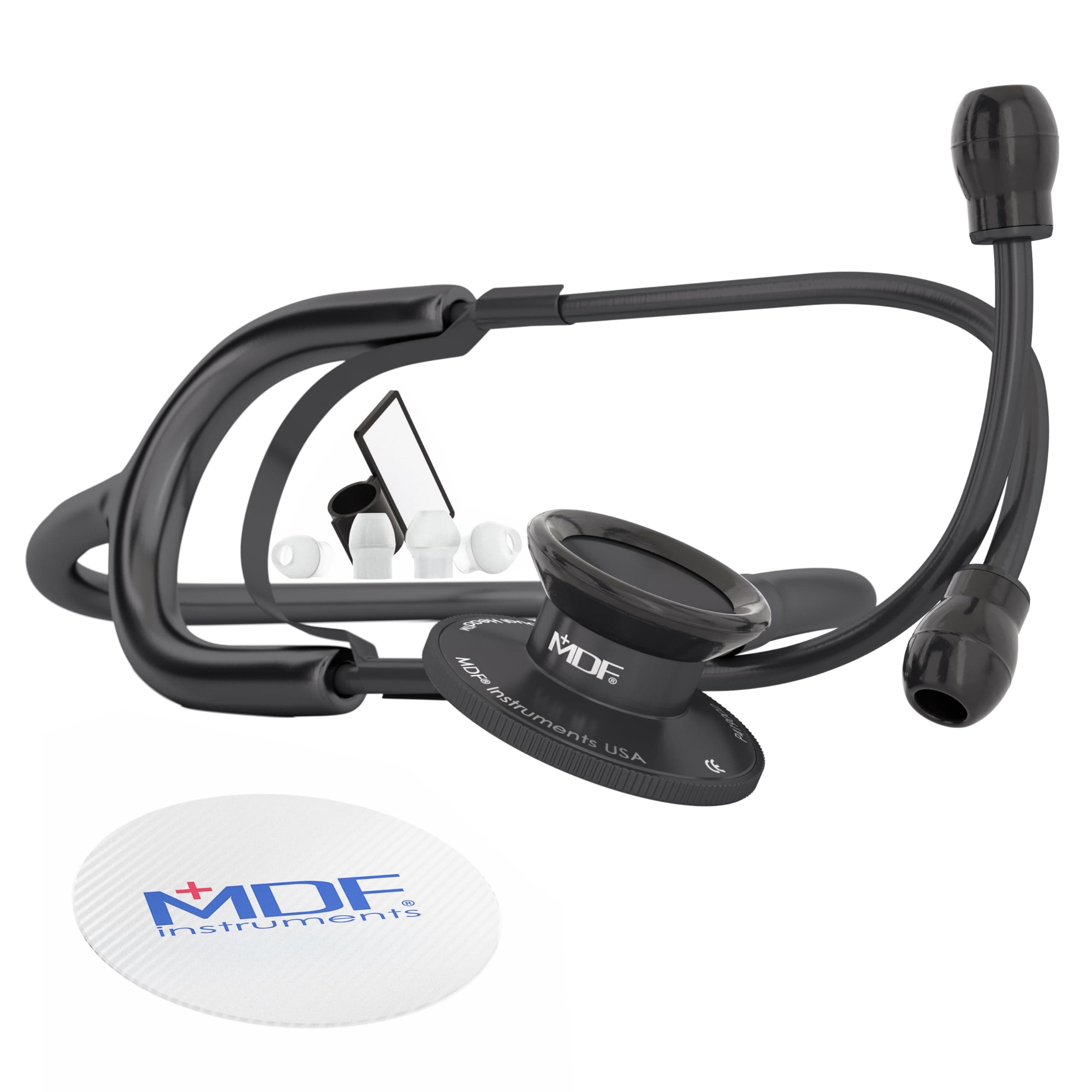 MDF Instruments, Dual Head Lightweight Stethoscope, All Black,MDF747BO