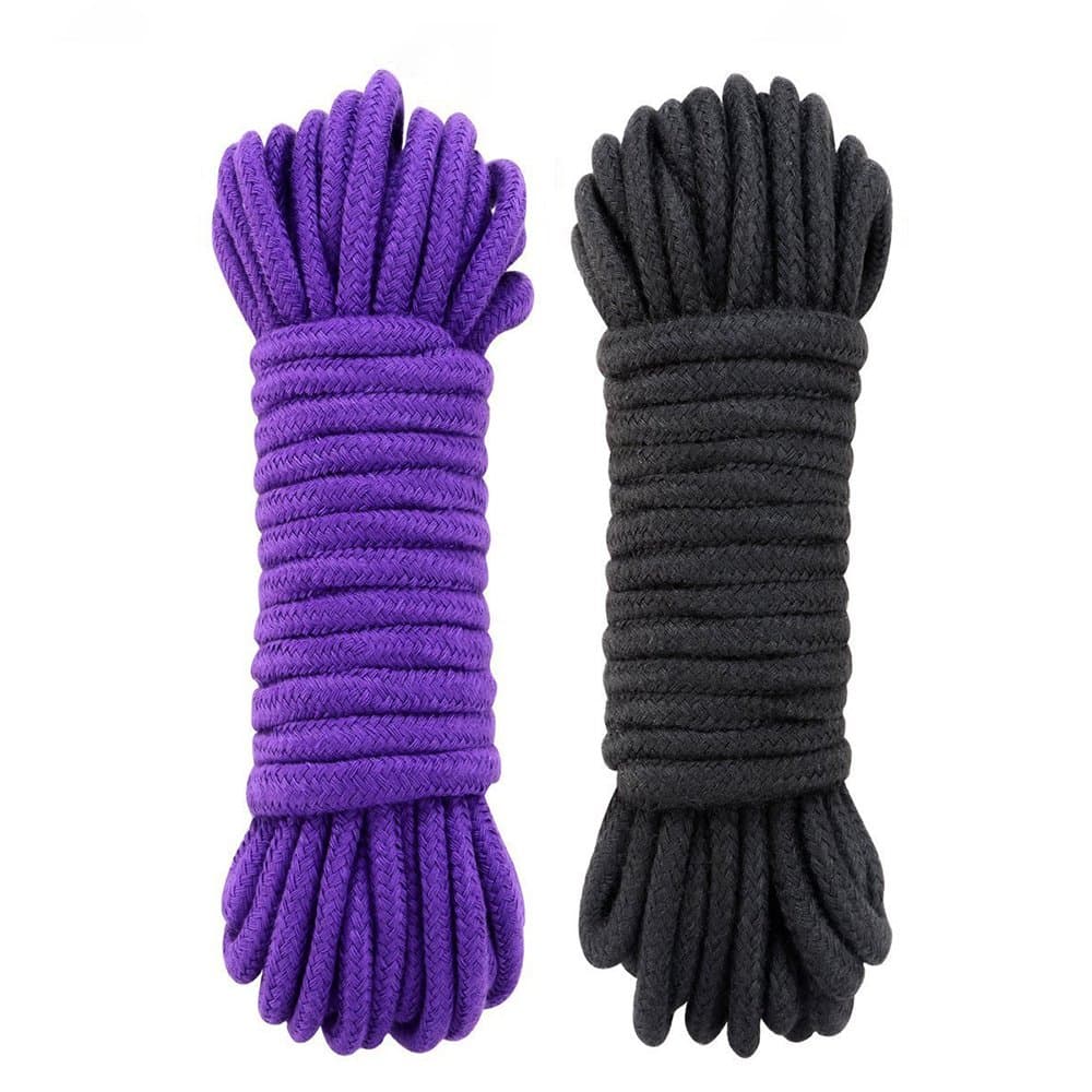 !All Purpose Ropes 2-Pack 32 Feet 10M- Soft Twisted-Cotton Braided -Knot Tying Rope (Black/Purple/)