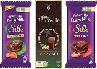 Cadbury Chocolates Combo (2 x Silk Roast Almond 58g, 2 x Silk Fruit and Nut 137g and 2 x Bournville Raisin Nut 80g)