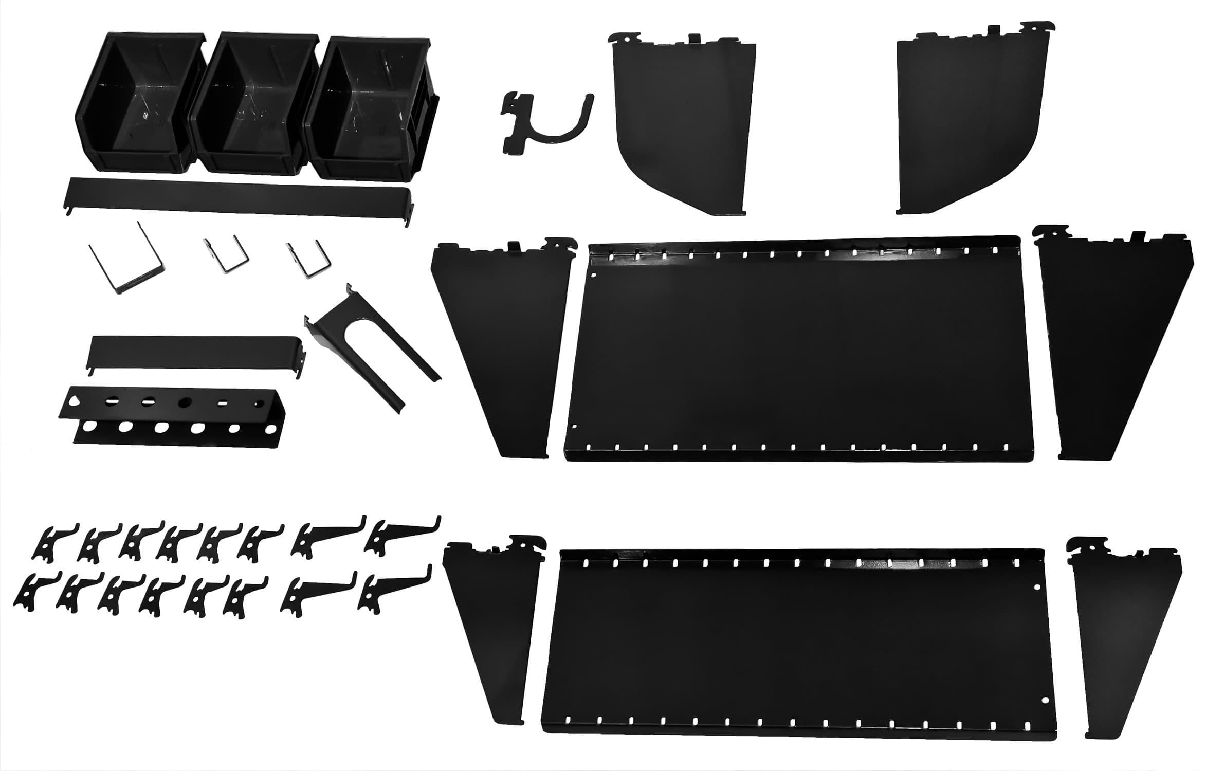 KT-400-WRK B Slotted Tool Board Workstation Accessory Kit for Wall Control Pegboard Only, Black