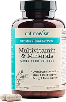 NatureWise Multivitamin for Women + Stress Support with Organic Whole Foods & Natural Minerals - B-Complex + Vitamin C + D3 K2 for Immunity, Hair, Skin & Nails - Non-GMO - 60 Capsules[30-Day Supply]