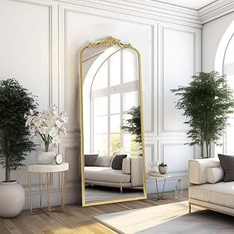 AIXI HOME Arched Gold Antique Full Length Mirror, 22"x65" Traditional Elegant Vintage Floor Body Mirror with Ornate Matel Frame, Baroque Inspired Home Decor for Bedroom/Living Room/Hallway