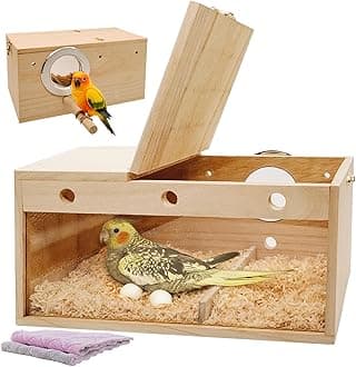 kathson Parakeet Nesting Box,Transparent Parrots Breeding Mating Boxes Nest House,Bird Cage Nesting Box for Cockatiel,Budgie,Lovebirds,Conure,Finch,Canary,L