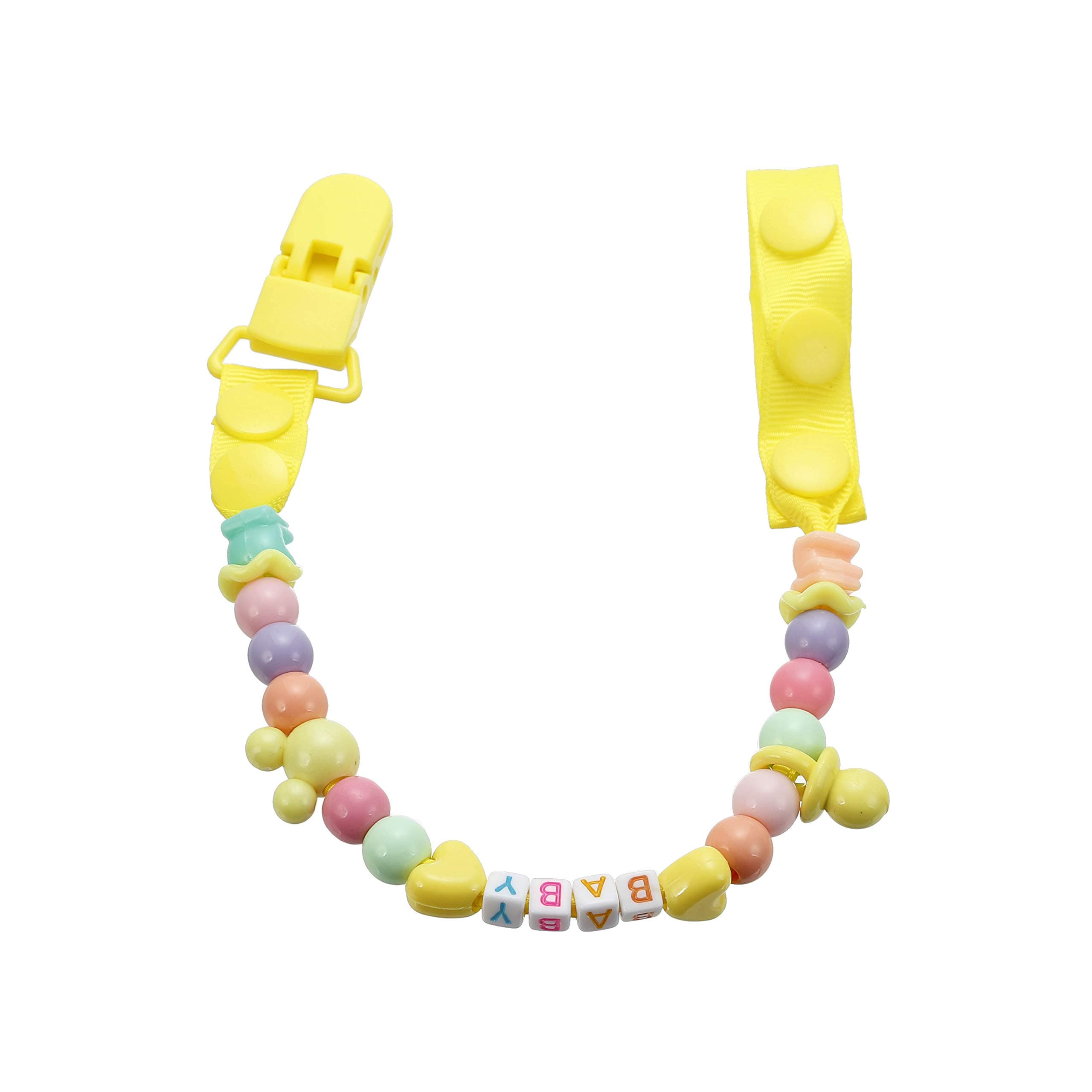Dummy Clips Soother Pacifier Chain Holder Babies Silicone Dummy Clips (Yellow)