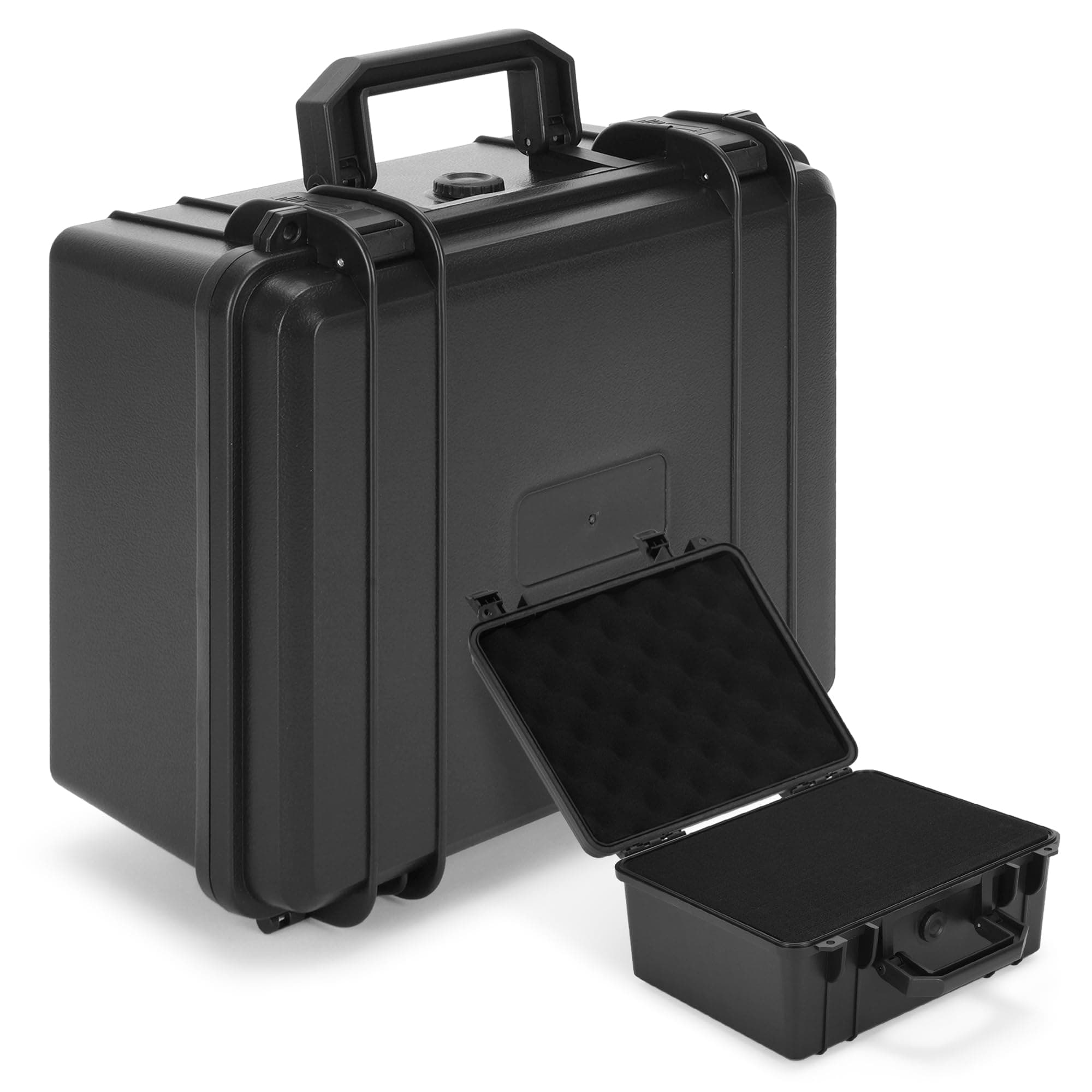 Waterproof Hard Case with Foam Insert, Portable Tool Box with Shock- Proof Sponge Waterproof Grade IP67, Camera Hard Case, Explosion Proof Box, 28 x 24 x 12.7cm