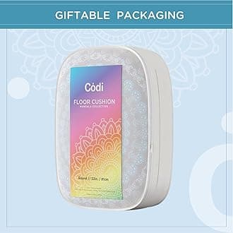 Codi Meditation Floor Pillow, Round Large Pillows Seating for Adults, Bohemian Mandala Circle Cushion for Outdoor Fireplace Yoga Living Room, 32 Inch, Memory Foam Added, Navy