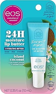 Sunset Sips Lip Butter Tube- Island Coconut, 24-Hour Moisture, Overnight Lip Mask, Lip Care Products, 0.35 fl oz
