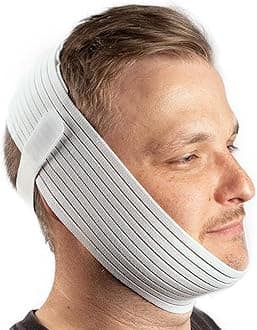 LifeSource Deluxe Chinstrap for CPAP Users, Made in USA, CPAP Chin Straps for Men and Women, Keep Mouth Closed While Sleeping, Adjustable, White