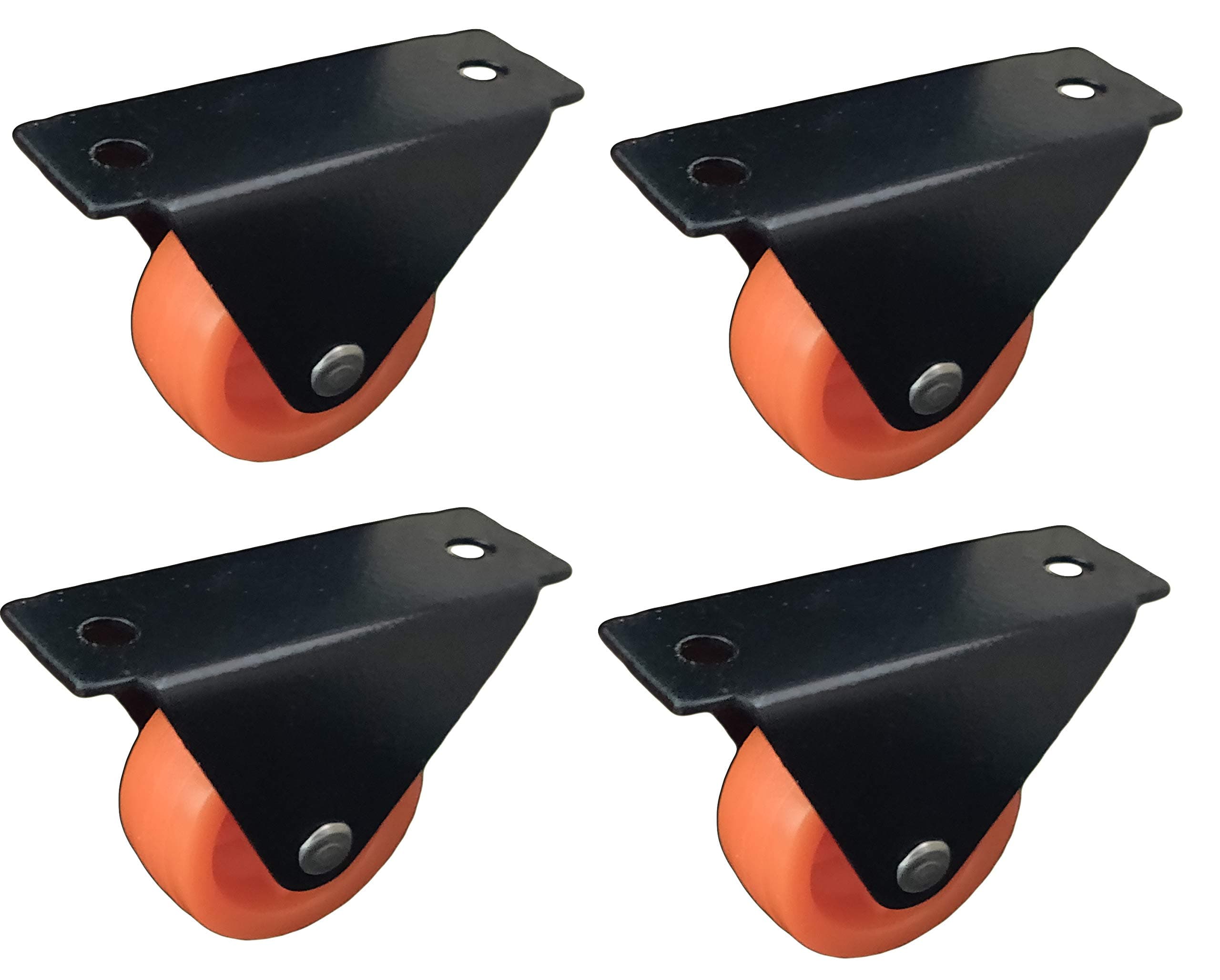 Impoda 4 x Small Fix Wheel Castor / 80kg Load Capicity (Black-Orange)
