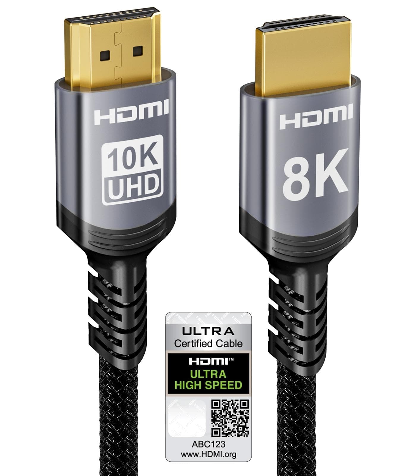 10K 8K 4K HDMI 2.1 Cable 2M, Certified 48Gbps Ultra High Speed HDMI® Cable 0.01ms 4K 240Hz 165Hz 120Hz 8K 60Hz eARC Netflix HDCP 2.3 2.2 DTS:X HDR10+ TV Monitor Projector Roku Sky-Q