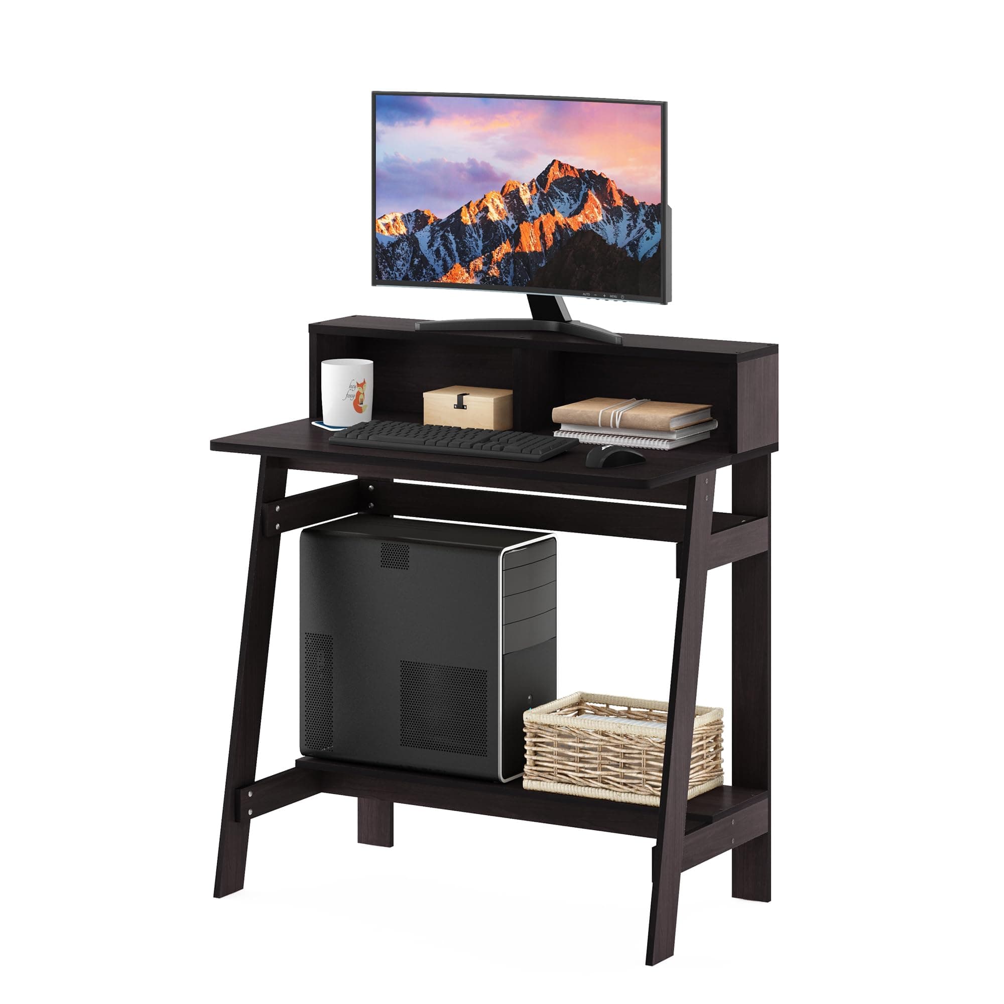 Furinno Simplistic A Frame Computer Desk, Study Desk, Writing Desk, Dark Walnut