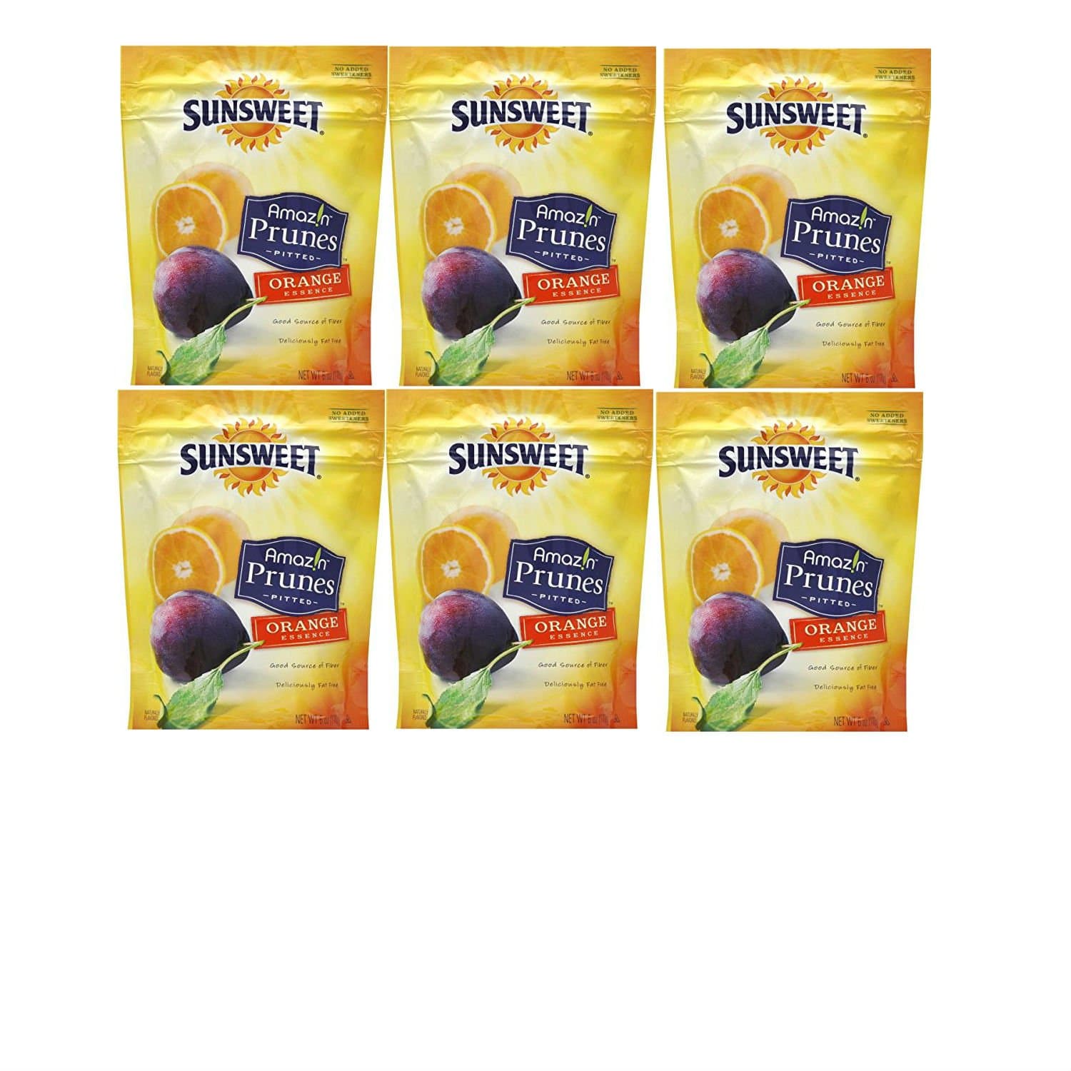 Bundle Sunsweet Amaz!n Prunes, Pitted, Orange Essence 6oz (Pack of 6)