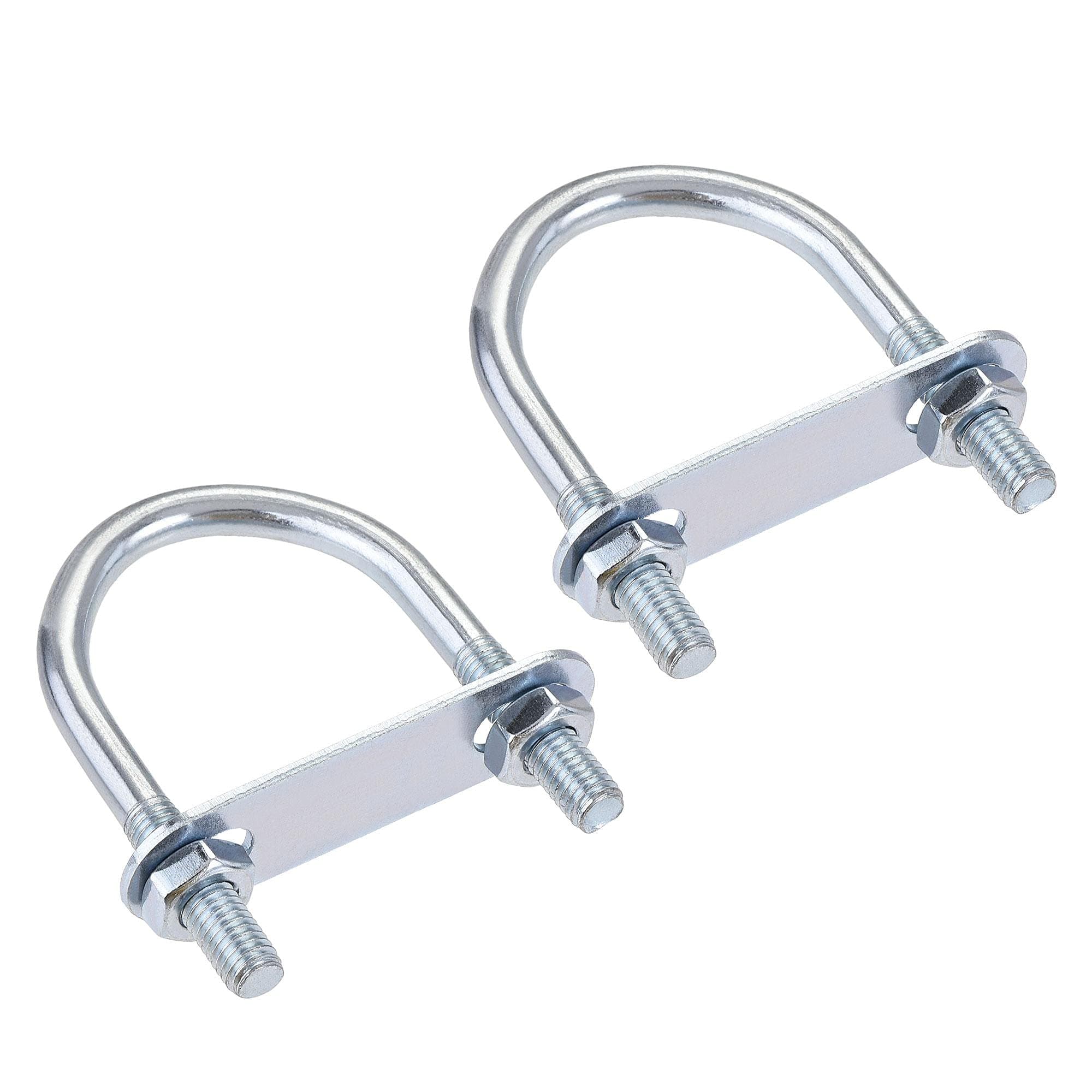 sourcing map Round U-Bolts 2 Sets 1.65"(42mm) Inner Width 75mm Length Steel M8 with Nut, Plate