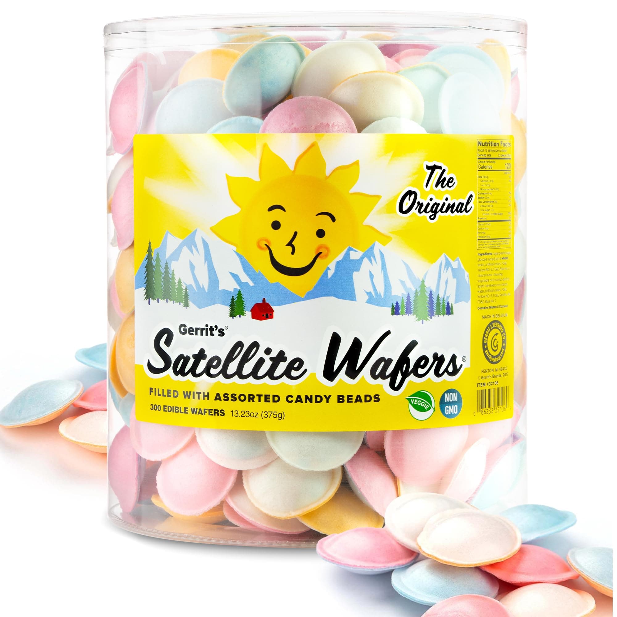 Original Satellite Wafers, Filled with Assorted Candy Beads, 300 Count Tub (13.23 oz)