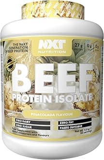 NXT Nutrition Beef Protein Isolate Powder - Protein Powder High in Natural Amino Acids - Paleo, Keto Friendly - Dairy and Gluten Free - Muscle Recovery | 1.8kg | Pinacolada