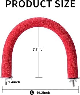 U Shape Parrot Perch Stand Pet Toy Bird Platform Sand Paw Grinding Clean Stick Cage Exercise Conure Budgie Cockatiel Accessories (Red Large)