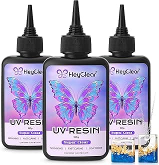 300g UV Resin kit Super Clear, Hard, Low Odor, Premixed UV Epoxy Resin Glue Fast Curing for Beginners Jewelry Making, DIY Crafts, Coating and Resina Art