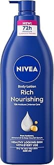 NIVEA Rich Nourishing Body Lotion (400ml), Rich 72H Hydration Moisturiser for Dry Skin Made with Deep Moisture Serum and Almond Oil, Intensive Hydration Body Lotion