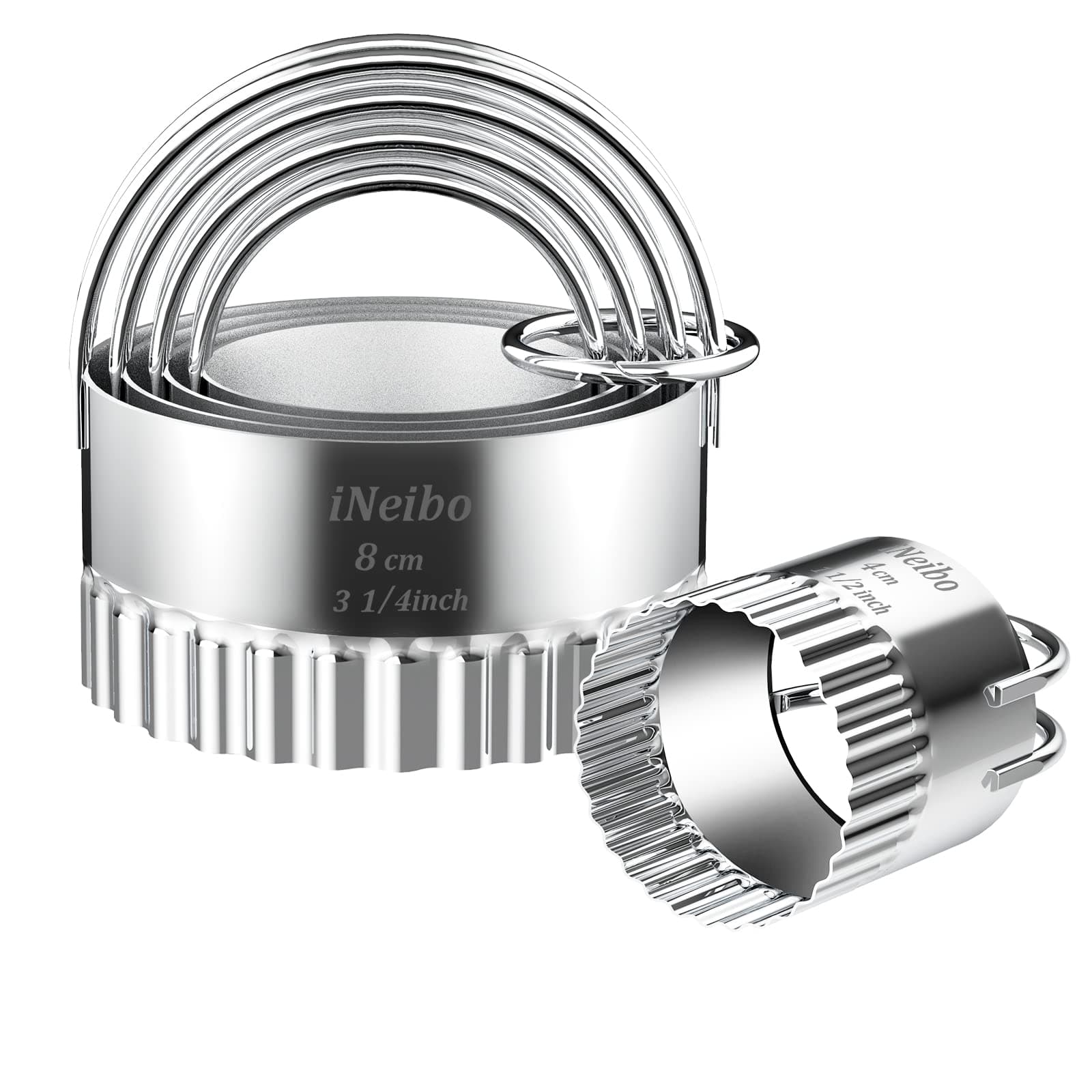 iNeibo Fluted Edge Biscuit Cutter Set - Round Circle Scone, Pastry, and Dough Cutters for Baking, Dumpling Skin, and Fondant